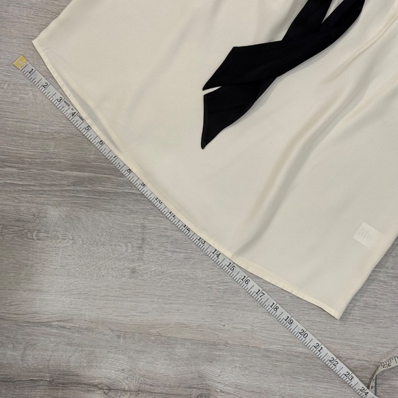 RSVP By Talbots Silk Sleeveless Top with Bow Ivory/Black Size Medium Petite - Picture 13 of 13